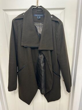 French Connection  Olive Green Asymmetrical Pea Coat